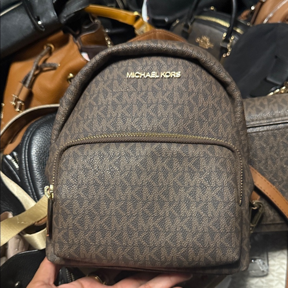 Michael Kors Signature Brown Backpack - Picture 1 of 4